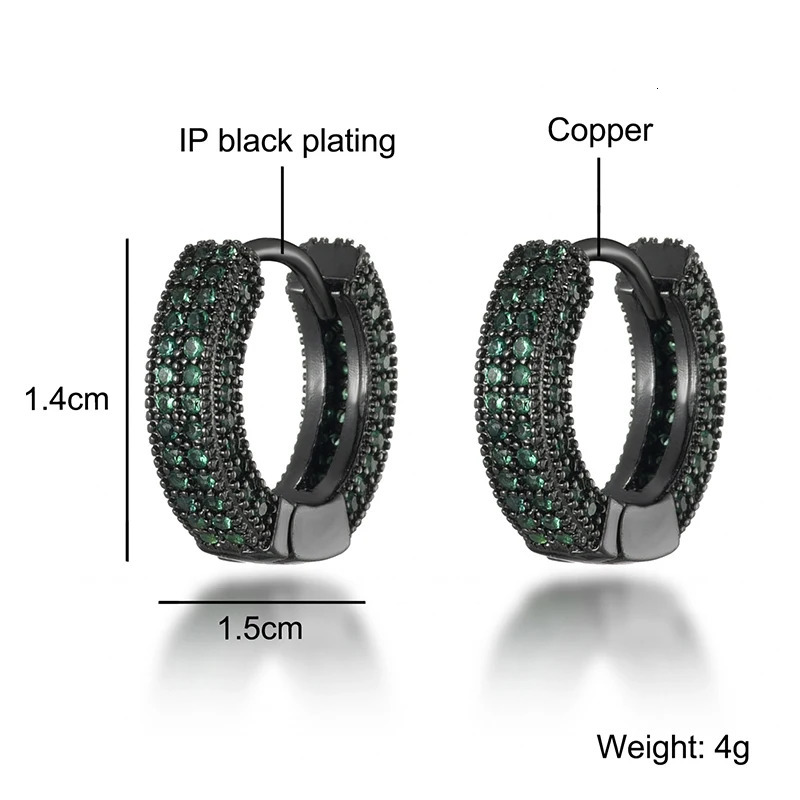 Hip Hop 1Pair Bling Round Zircon Micro Paved Iced Out Rhinestone CZ Stone Stud Earring Copper Earrings For Men Jewelry 251224