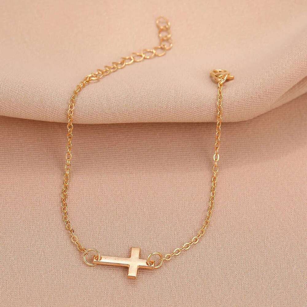 Hot Selling New Crucifix Horizontal Sideways Cross Charm Bracelets for Women Stainless Steel Bridesmaids Gift 25H1229