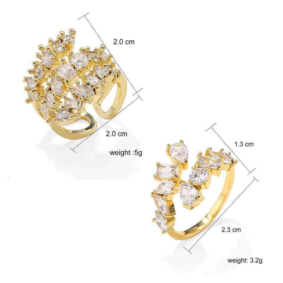 Classic Fashion 3 Layers Irregular Zirconia Open Rings for Women Silver Color Ring Rectangle Shinny Wedding Jewelry