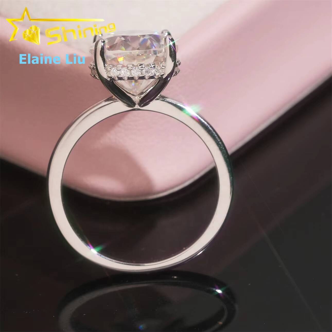 Luxury Fine Jewelry Sterling Silver 925 Custom VVS Moissanite Ring Moissanite Diamond Ring Engagement Ring