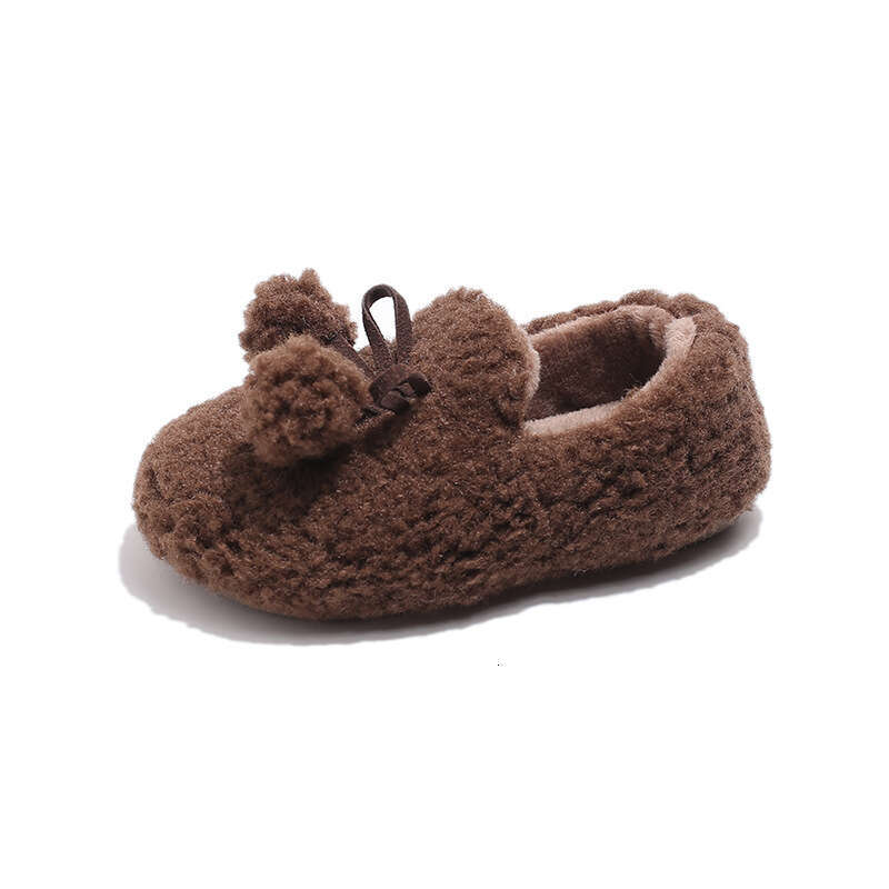 Children's Slip-On Plush Cotton 2025 Autumn Winter New Korean Style Thickened Warm Girls' Furry Shoes