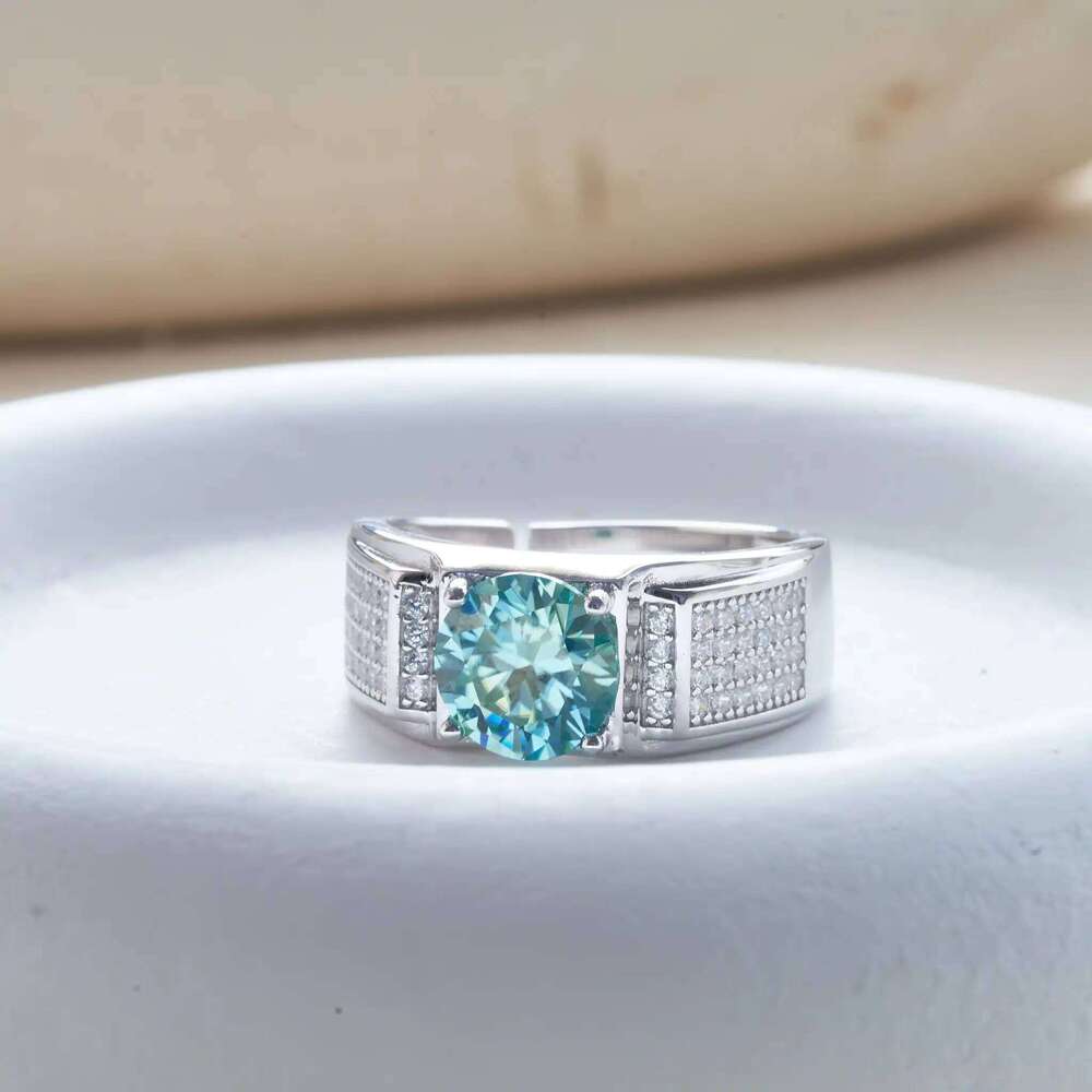 Real 1.0 Ct Moissanite For Men Pure Solid 18K White Gold Rings D Color Diamond Engagement Wedding Ring Jewelry Gift e00