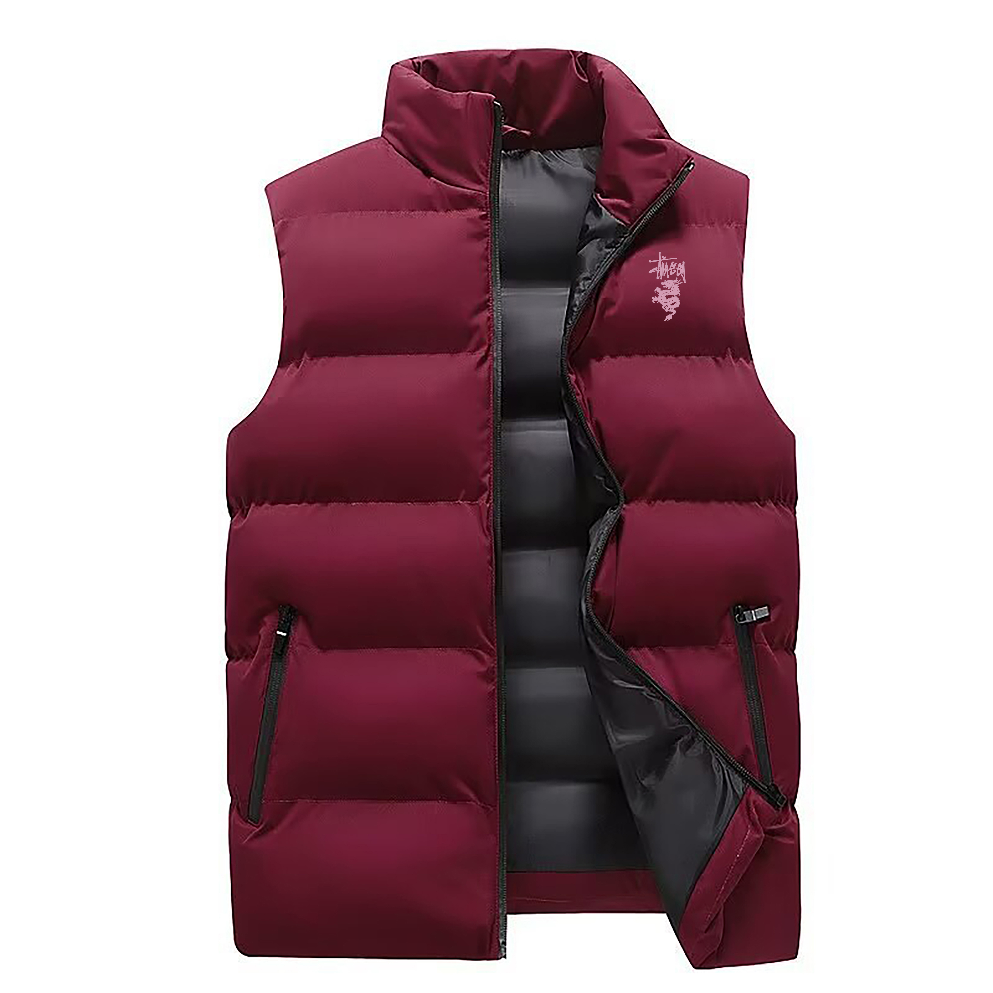 Men's Vests Down Vest Fleece Warm Casual loose thick jacket High-end luxury Patterned Print Insert The Bag Through Side Seam Outdoor Jogging Coat