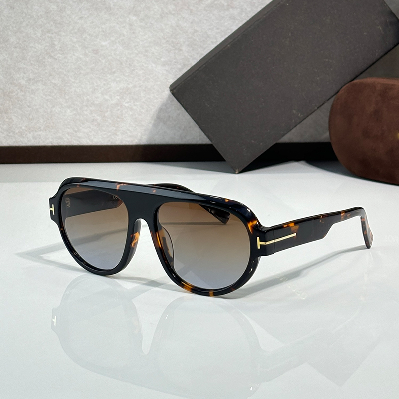 Designer Sunglasses For women Pilot Sunglasses Men FT 1102 Havana Acetate Light Brown Lenses Pilot Sunnies Leisure Vacation TF glasses oversize round Shades