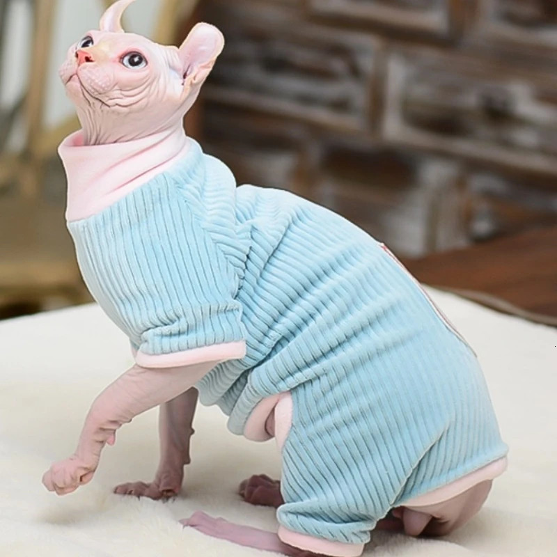Sphynx Cat Sweater Hairless Cat Dogs Clothes Soft Fleece Coat Turtleneck Pocket Jumpsuit for Devon Rex Winter apparels for Cats 251219
