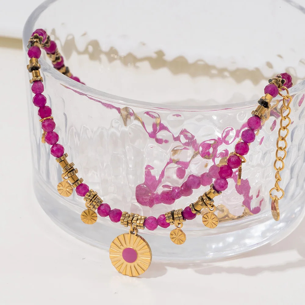 on Necklace Stainless Steel Natural Stone Bead Pendant Suitable for Womens Beach Parties European American Style 251224