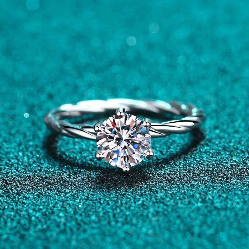 18K gold inlaid moissanite women's Pt950 platinum diamond twist arm personalized light luxury style ring 6aa