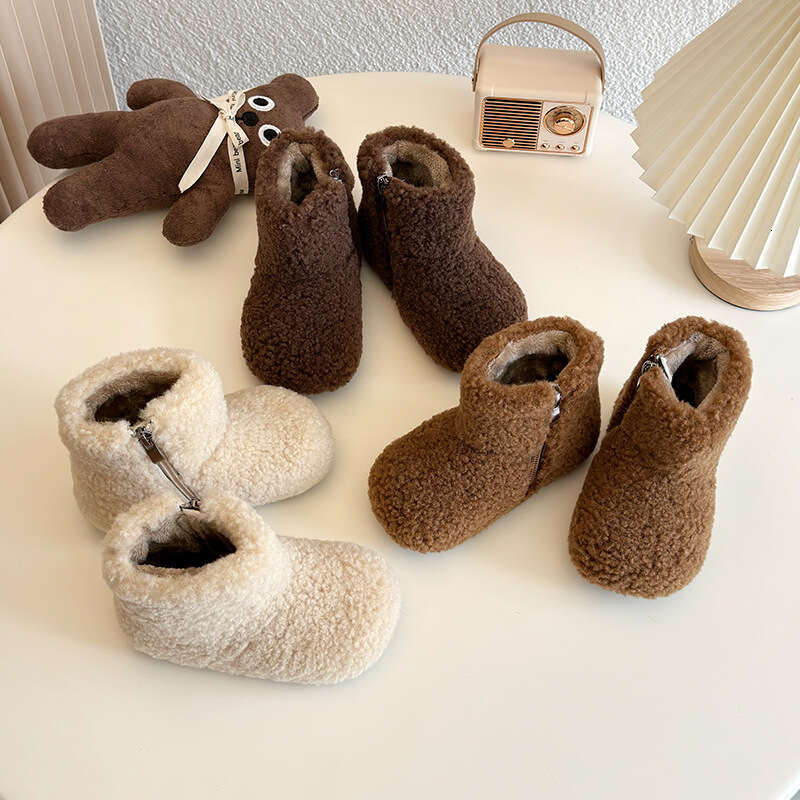 Korean Style Girls' Furry 2025 Winter Warm Children's Snow Niche Cute Fleece-Lined Short Baby Cotton Boots