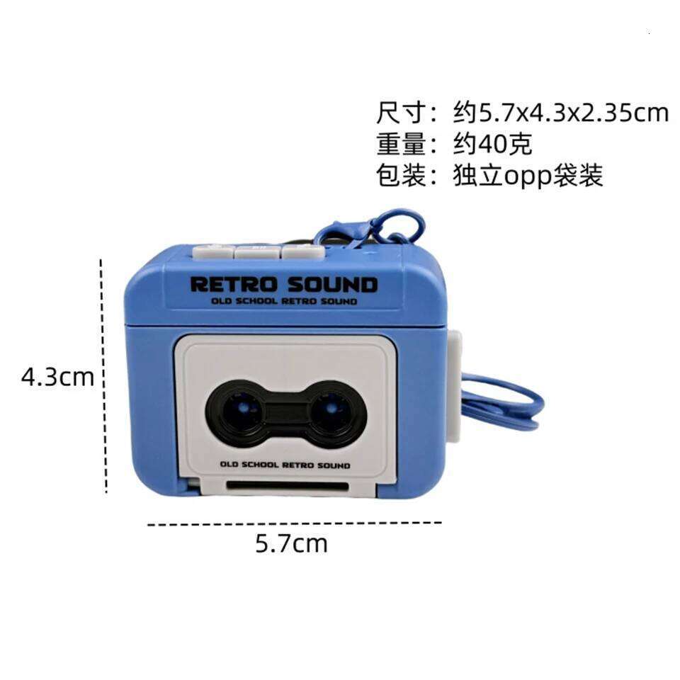 ZAKOL Personalized Retro Tape Recorder Keychain Mini Recording Music Box Pendant Keyring Backpack Ornament Birthday Couple Gift