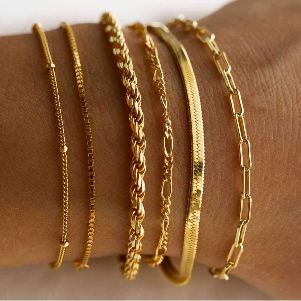 New Foreign Trade Products Twist Rope Paperclip Bracelet Snake Bone Chain Multi-layer Set Niche Ins Jewelry