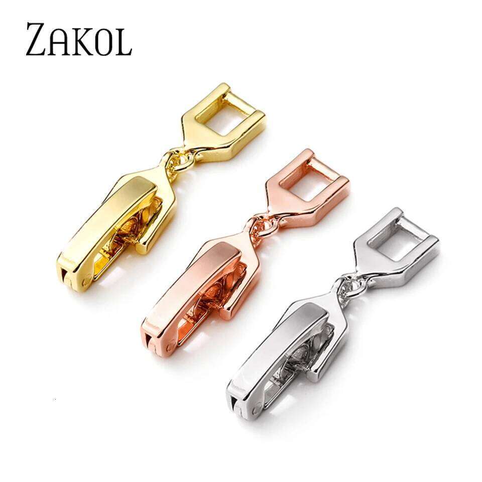 ZAKOL Three Colors Necklace Bracelet Extenders Simple Extension Fold Over Clasp for Jewelry Making Wholesale