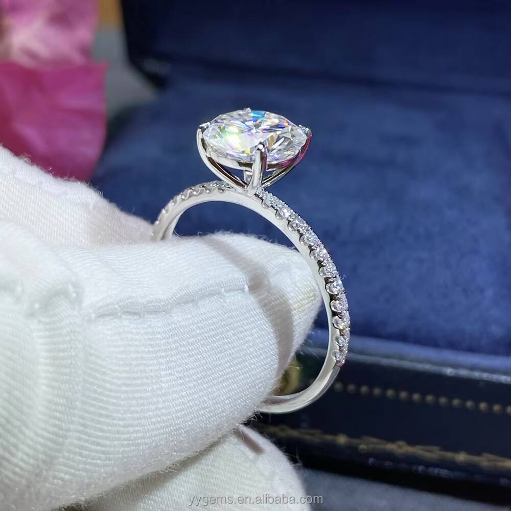 Yu Ying Fine Jewelry 4 Prongs Style 20CT D/VVS Moissanite Diamond Jewelry 10K 14K 18K Gold Wedding Rings for Women