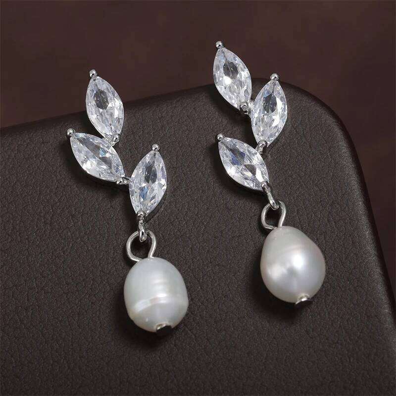 ZAKOL Fashion Marquise Zirconia Imitation Pearl Drop Earrings Shiny AAA Zircon Wedding Earring Jewelry Gift for Women
