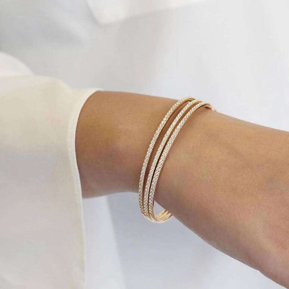 ZAKOL Simple Fashion Micro-inlaid Zirconia Thin Bangle for Women Brand Design Shiny Zircon Bracelets Jewelry Gift