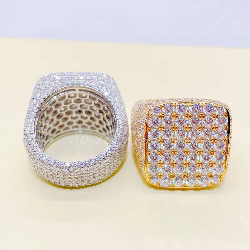 Pass Diamond Tester 925 Silver Hip Hop Moissanite Jewelry Iced Out Rappers Ring With GRA Certificate