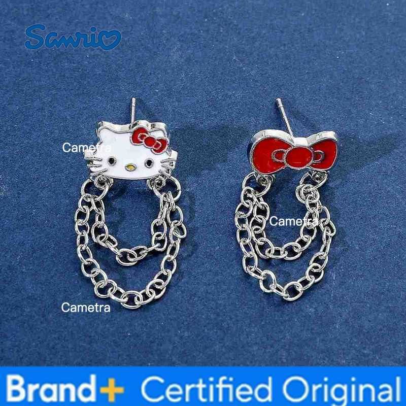 Sanrio Anime Cute Earrings Cartoon Figure Kitty Cat Bow Tie Tassel Ear Studs Earrings for Women Girl Kawaii Accessories H251229