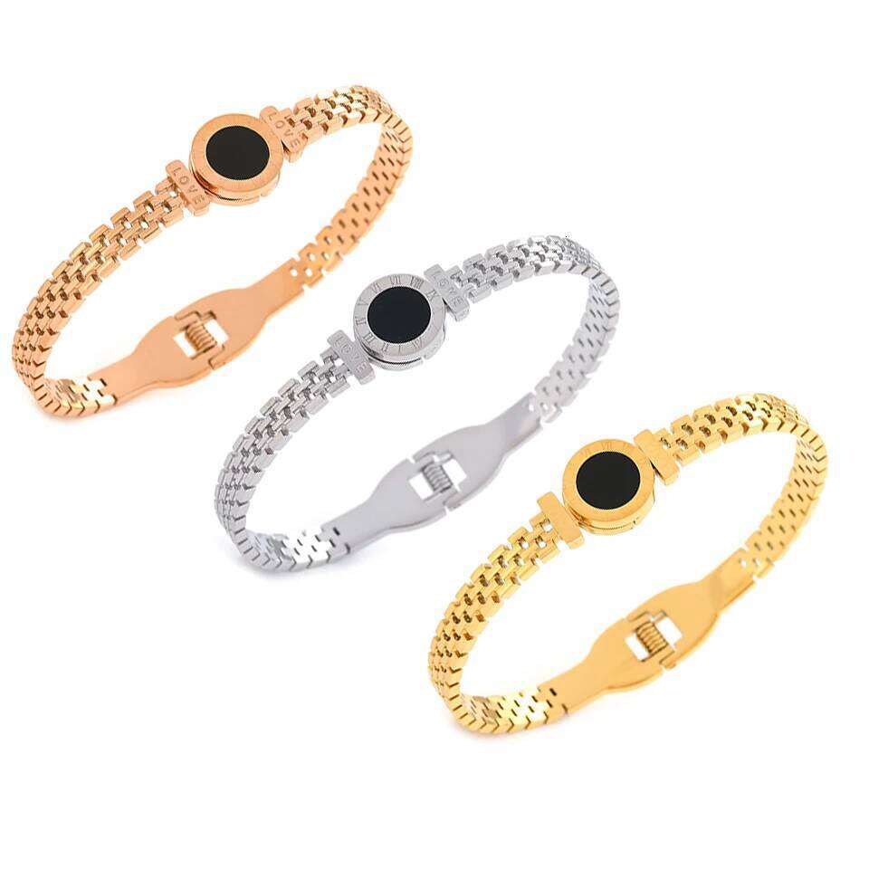 ZAKOL Fashion Roman Digital Stainless Steel Bracelet Bangles for Women Men Gold Color Watch Strap Bangle Party Jewelry Gift