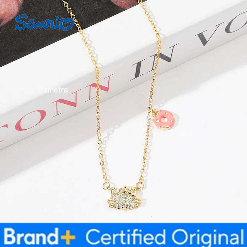 Sanrio Kawaii Cartoon Hello Kitty Necklace Cute Cartoon Figure KT Cat Rhinestone Pendant Necklace Charm Jewelry Halloween Gifts H251229