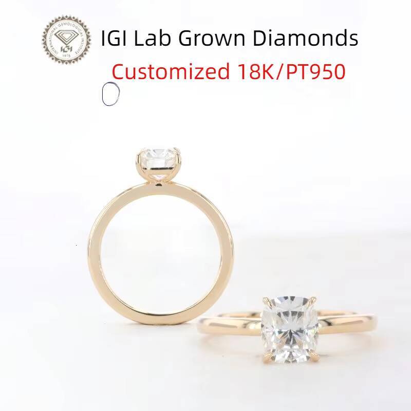 14K Fine Jewelry Wedding Engagement Lab Grown Diamond Ring Solid Gold HPHT CVD Romantic Style IGI Certified for Party or Gift