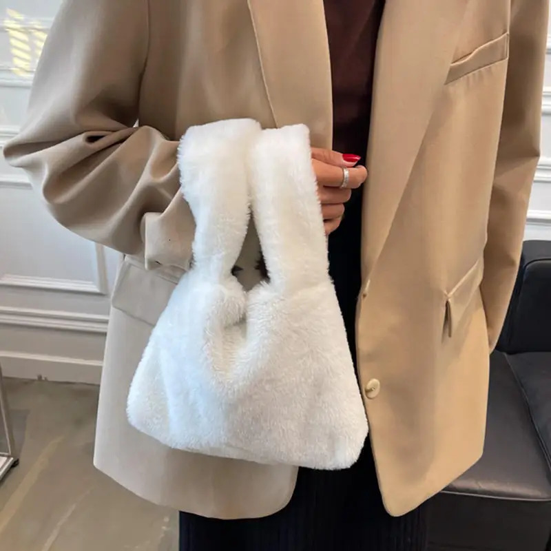 Mink Fur Handbag For Women Underarm Bag Soft Plush Small Shoulder Warm Fluffy Winter 251216