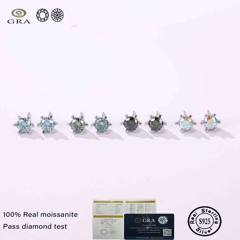 100% Dcolor vvs GRA Moissanite stub Earrings for Women Lab Grown Diamond Ear Studs 925 Sterling Silver Fine Jewelry Gift db0