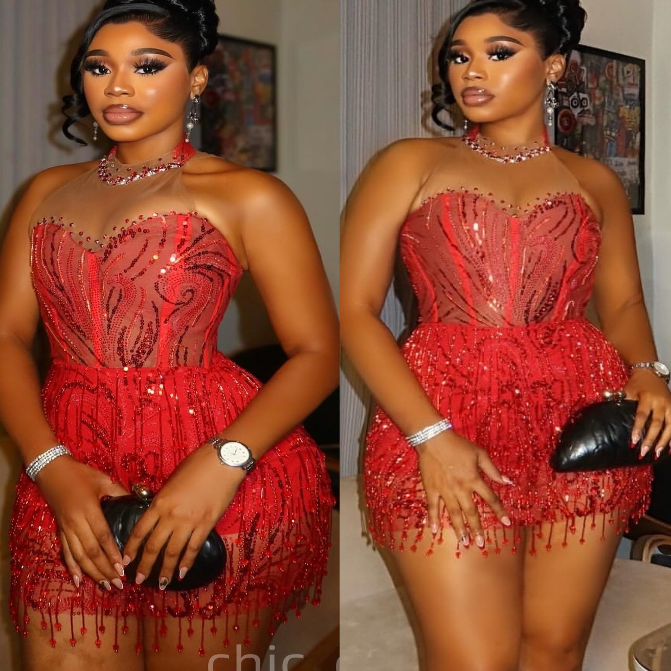 Chic Red Sheath 2026 Jumpsuits Cocktail Dress Beaded Tassels Sequined Short Mini Graduation Homecoming Dresses For Special Occasions Sweetheart Gowns
