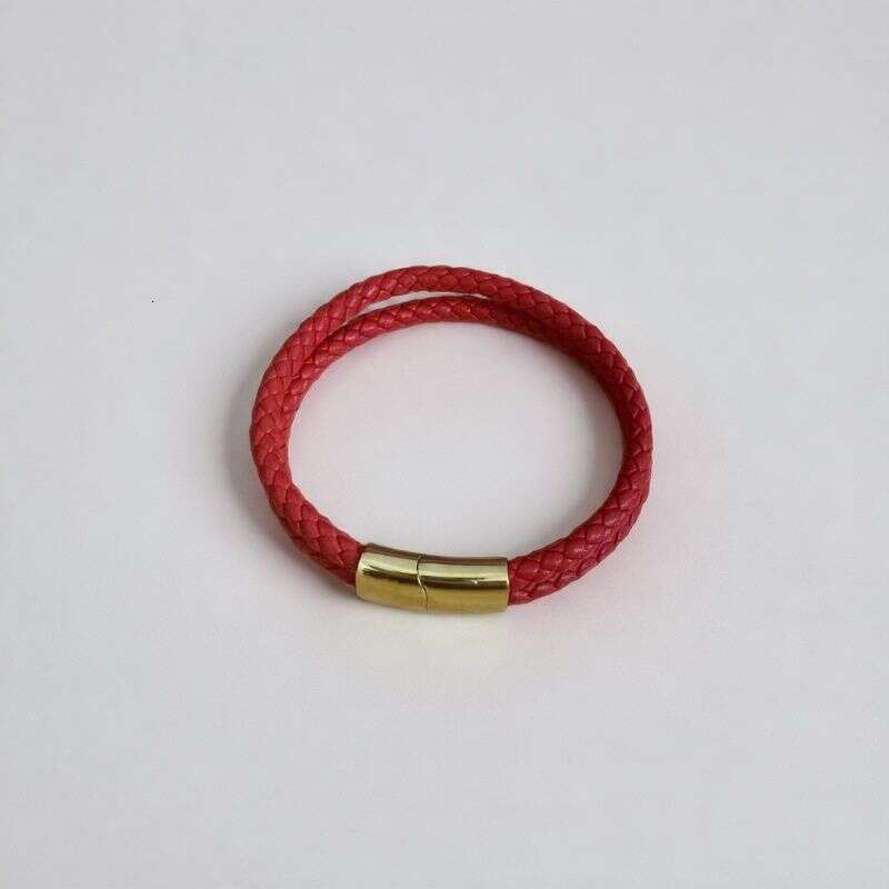 Cross-Border Hot-Selling Stainless Leather Retro Woven Titanium Steel Jewelry Imitation Cowhide Tai Chi Bracelet