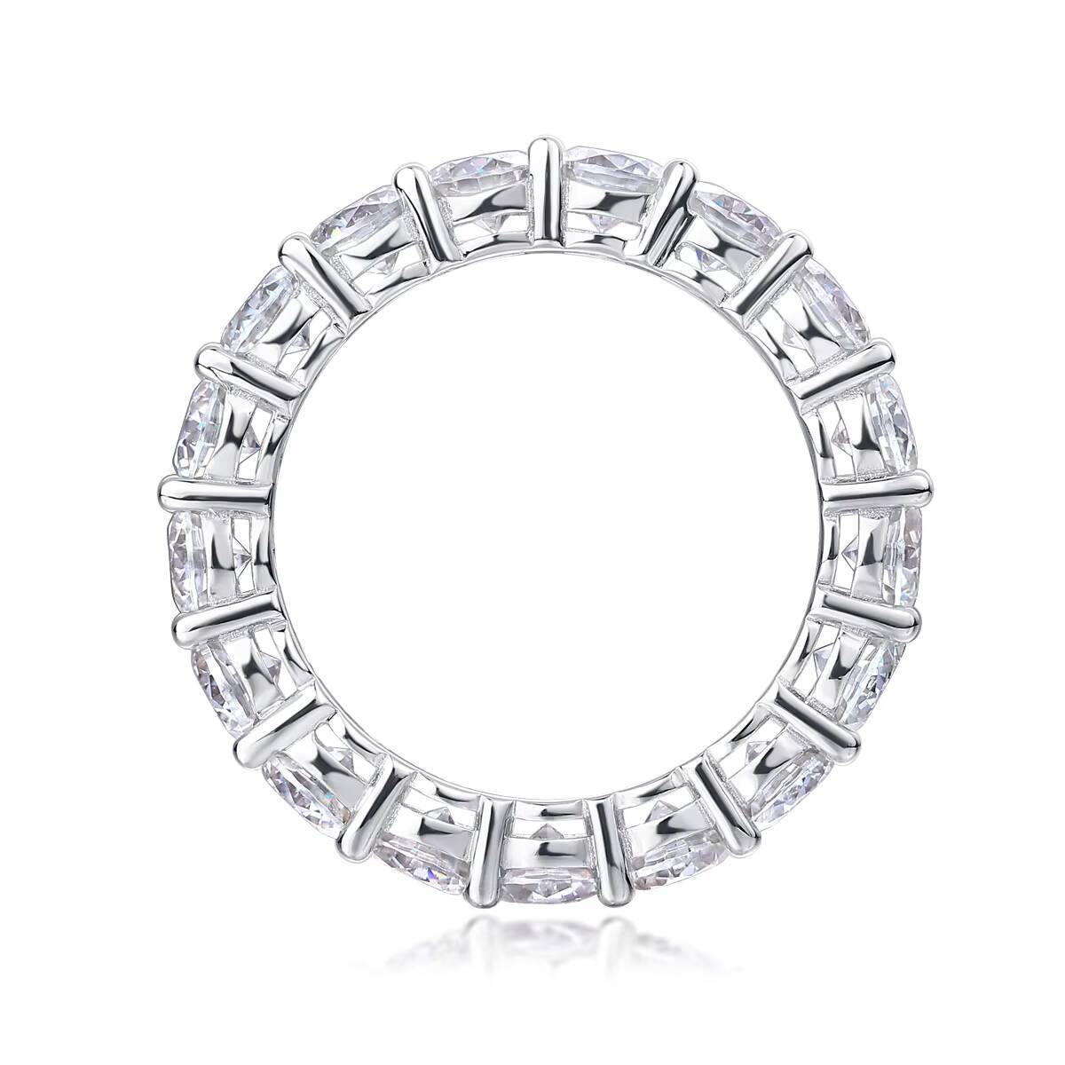 Round Brilliant Cut VVS Moissanite Diamond Engagement S925 Sterling Silver Moissanite Eternity Bands Ring
