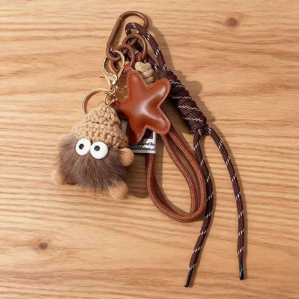 ZAKOL Cute Fashion Coal Fur Ball Doll Keychain Unisex Funny Casual Camera Bag Backpack Pendant Accessories Gift Wholesale