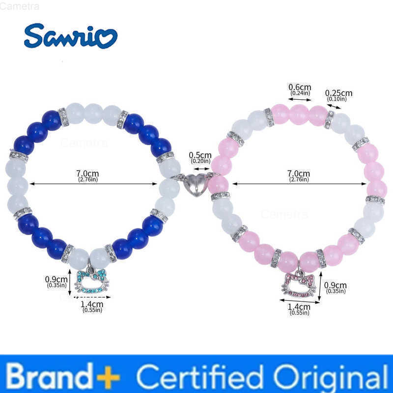 Sanrio Cartoon Cute Hello Kitty Bracelet Student Girl DIY Blue Pink Beads Bracelets Cosplay Prop Bangle for Women Jewelry Gifts H251229