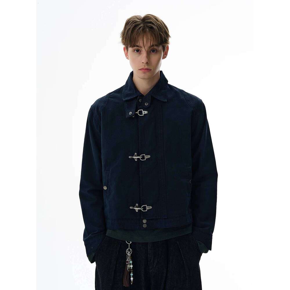 Y2k American Harajuku Retro Black Gothic High Street Aircraft Button Men And Women Korean Fashion Vintage Casual Jacket