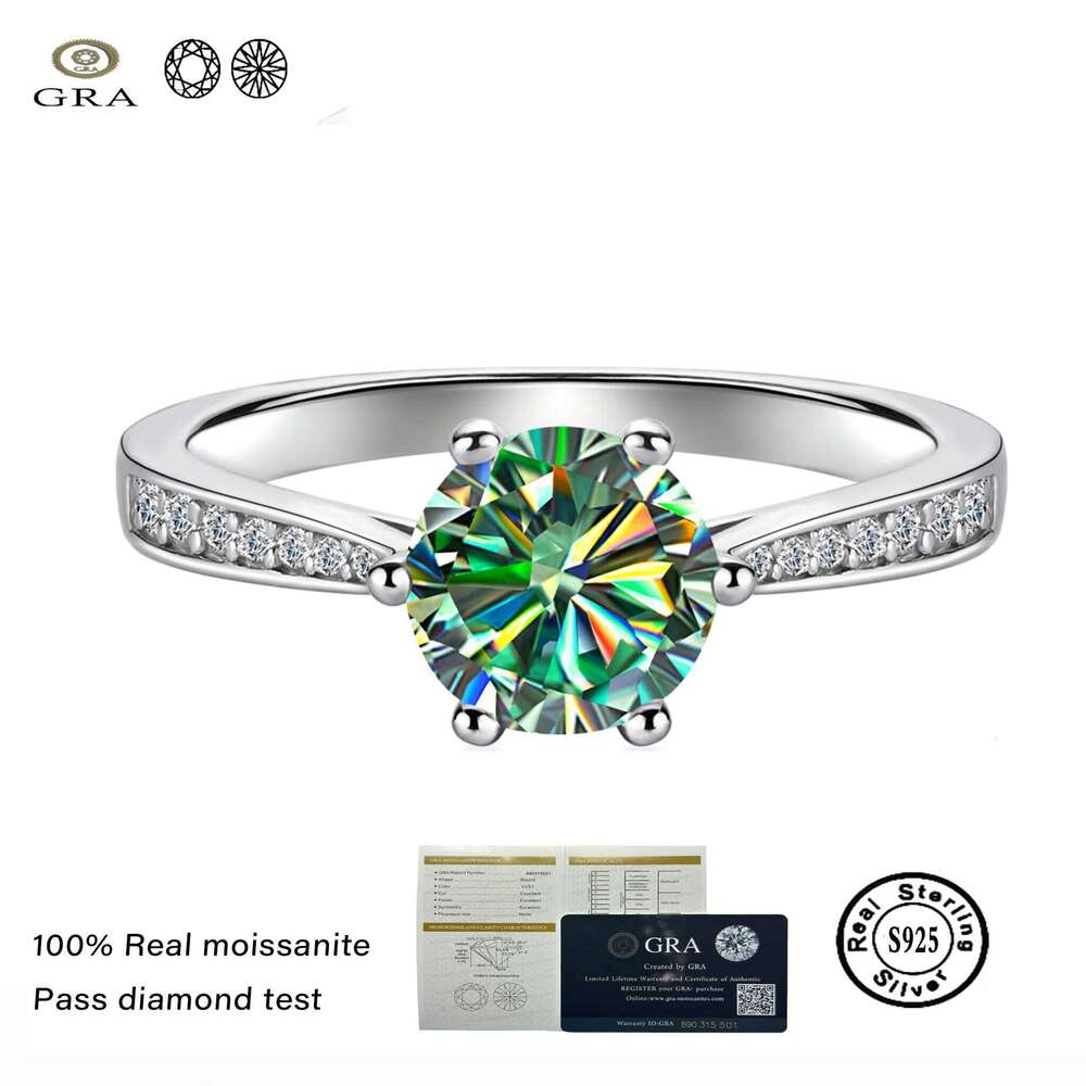 1.0 Ct 6.5mm d color vvs moissanite ring for charm lady 925 Sterling Sliver Wedding Band Sparkling Diamonds Fine Jewelry GRA d38
