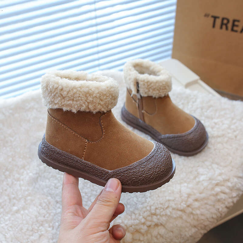 Children's Snow 2024 Winter New Soft Sole Boots Boys and Girls Fleece-Lined Warm Thickened Cotton Shoes