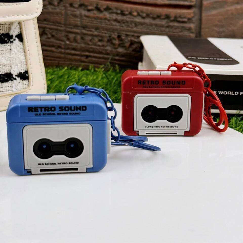 ZAKOL Personalized Retro Tape Recorder Keychain Mini Recording Music Box Pendant Keyring Backpack Ornament Birthday Couple Gift