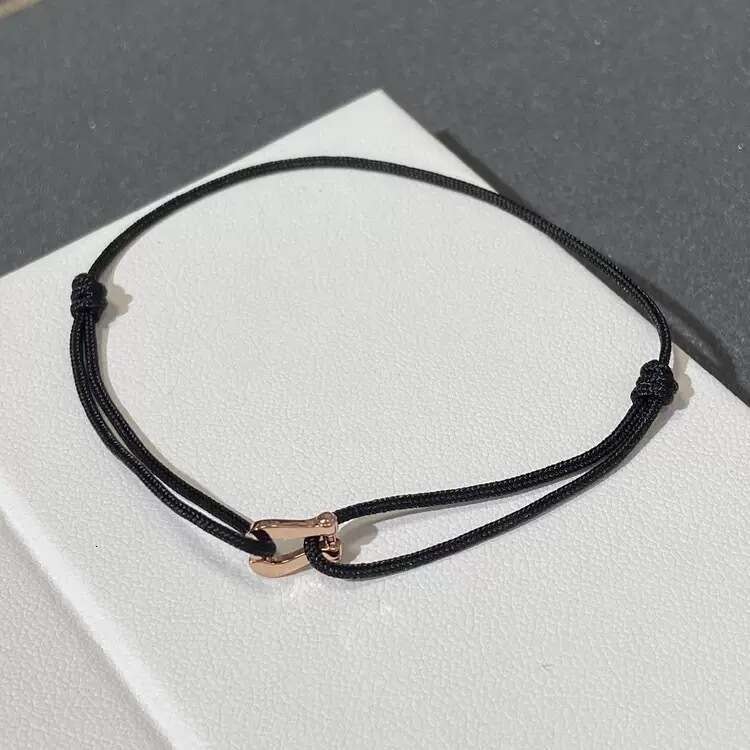 V Glossy Rose Gold Horseshoe Buckle Red Black Rope Men and Women Couple DIY Bracelet Factory Direct Sales Live Streaming Dropshipping