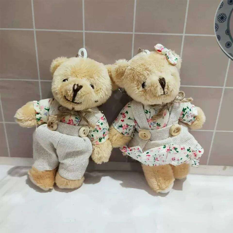 ZAKOL Cute Wear Clothes Bear Plush Toy Cartoon Rabbit Pendant Doll Keychain Backpack Car Bag Decoration Key Ring Girls Gift