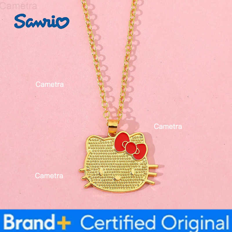 Sanrio Anime Hello Kitty Necklace Cartoon Figure KT Cat Gold Color Metal Pendant Necklace Kawaii Jewelry Accessories Gifts H251229
