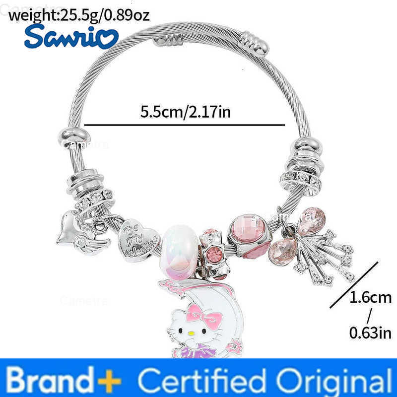 Sanrio Cartoon Hello Kitty Bracelet Charm Cute Moon Heart KT Cat Pendant Bangle for Girl Festival Jewelry Accessories Gifts H251229