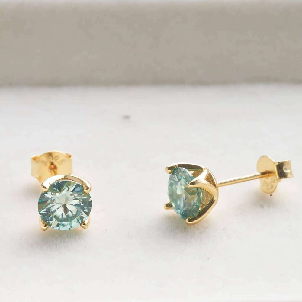 VVS D Color Moissanite Earring 925 Sterling Silver Plated 18K Gold Stud Earrings For Women Wedding with black card diamond test e69