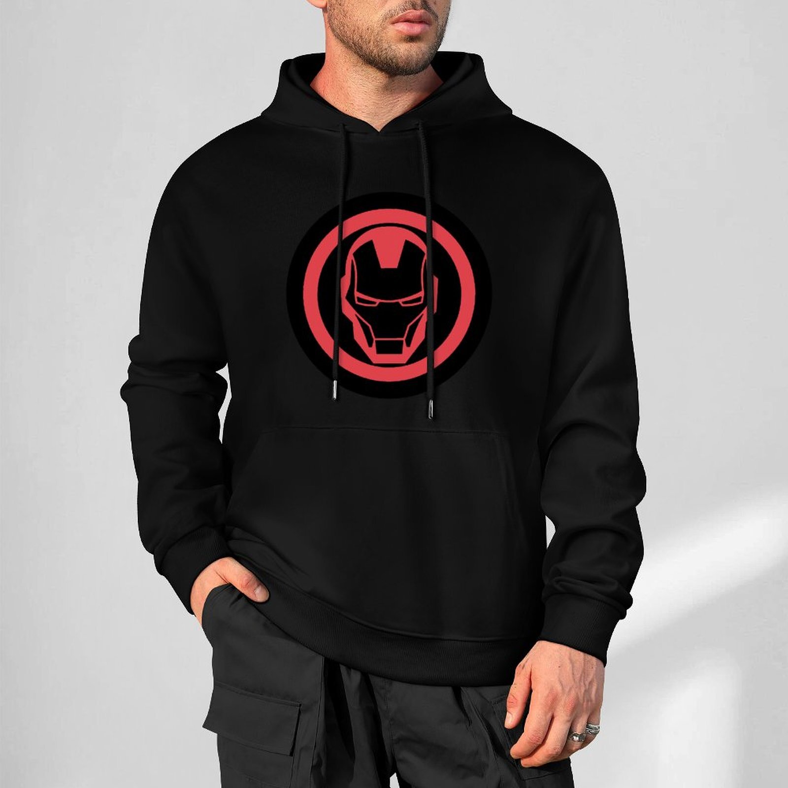 Custom Marvel Iron Man Designer Fall Winter Hoodie Design Unisex Long Sleeve Streetwear Hip Hop Oversized Fit Hoodie Men's Fashion Apparel