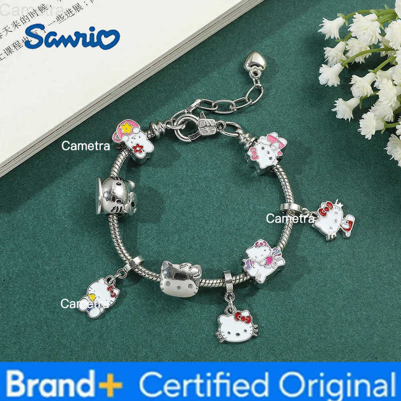 Sanrio Hello Kitty Bracelet Charms Metal KT Bangles Women Accessories Bracelets Y2k Jewelry Making Kit Kids Girlfriend Gift H251229