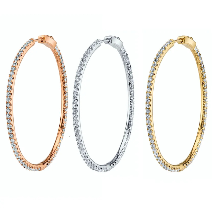 50MM Big CZ Huggie Circle Hoop Earring Iced Out Bling Full Paved 5A Cubic Zirconia Classic Fashion Women Jewelry 251224