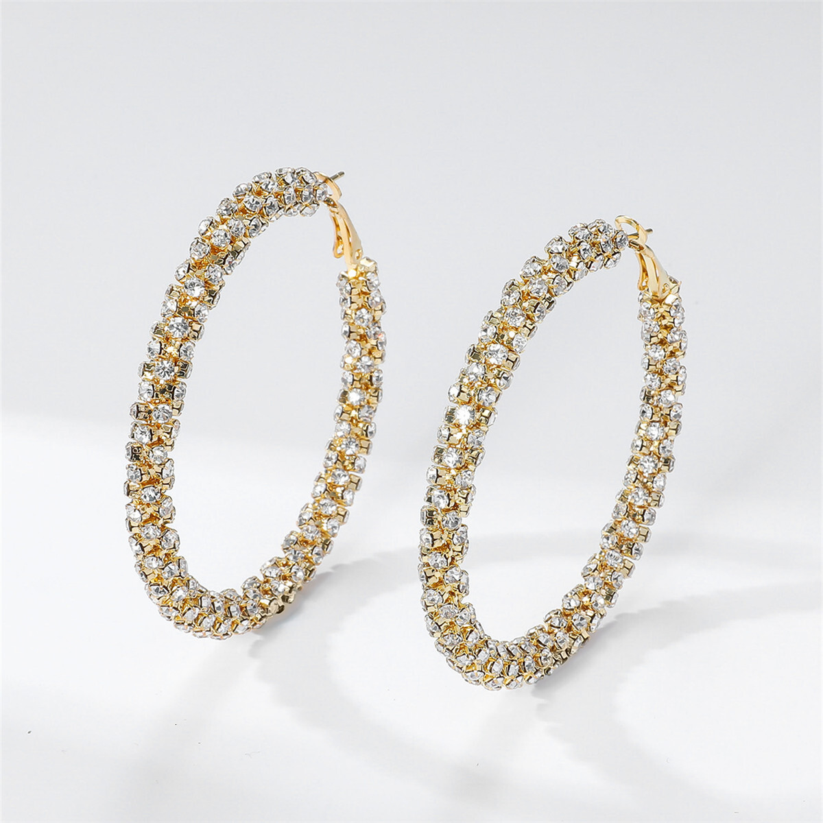 Luxury Brand Designer Jewelry Hot-Selling New Luxury Personality Exaggerated Hoop Earrings For Women Simple Fashion Diamond-Studded Large Hoop Earring