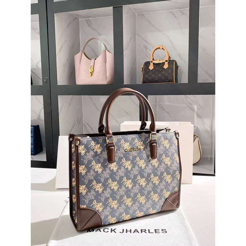 MACK JHARLES Retro Large Capacity Tote Bag 2025 Autumn New High-end Color-blocking Handbag Trend