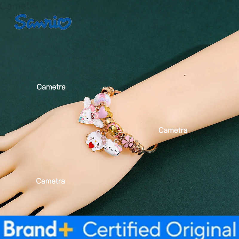 Sanrio Hello kitty Gold Bracelet Jewelry Accessories Cute Diy Personalized Bracelet Creative Girl Handmade Children Gifts H251229