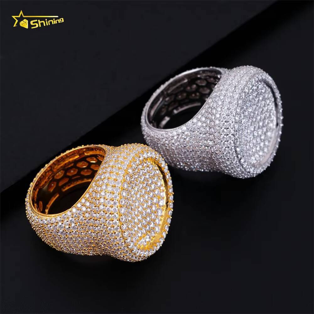 Ready to Ship New Design Mens Jewelry Vvs Diamond 925 Silver Iced Out Moissanite Hip Hop Ring