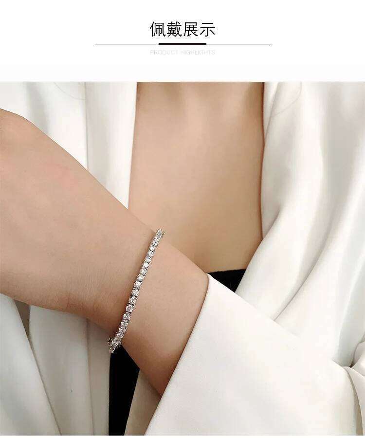 925 Sterling Silver Moissanite Bracelet 0.1ct 3mm D VVS1 Diamond with GRA for Women Sparkling Wedding Party Fine Jewelry 947