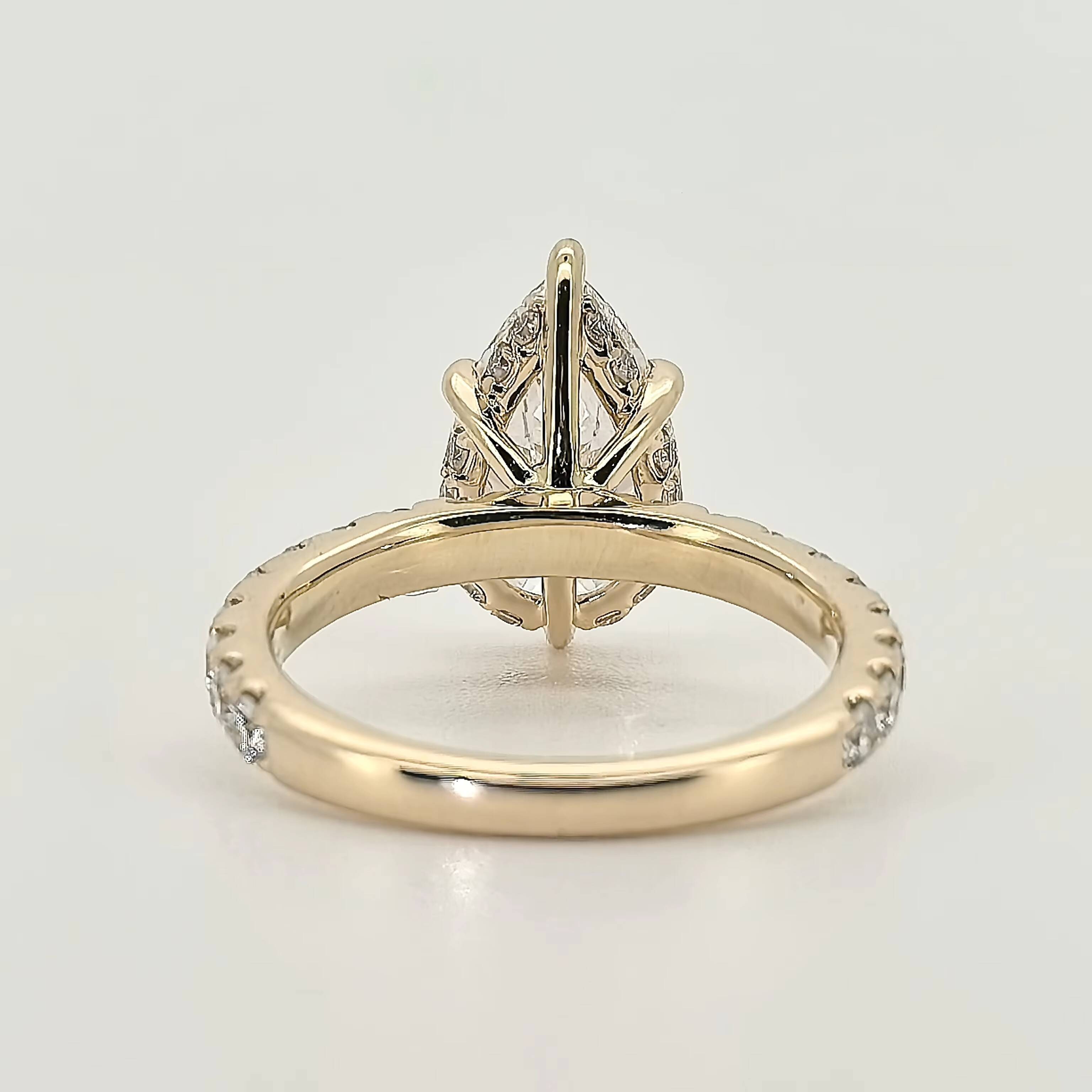 IGI Certified CVD HPHT Lab Grown Diamond 18K Solid Gold Plated White Gold Marquise Cut Engagement Ring