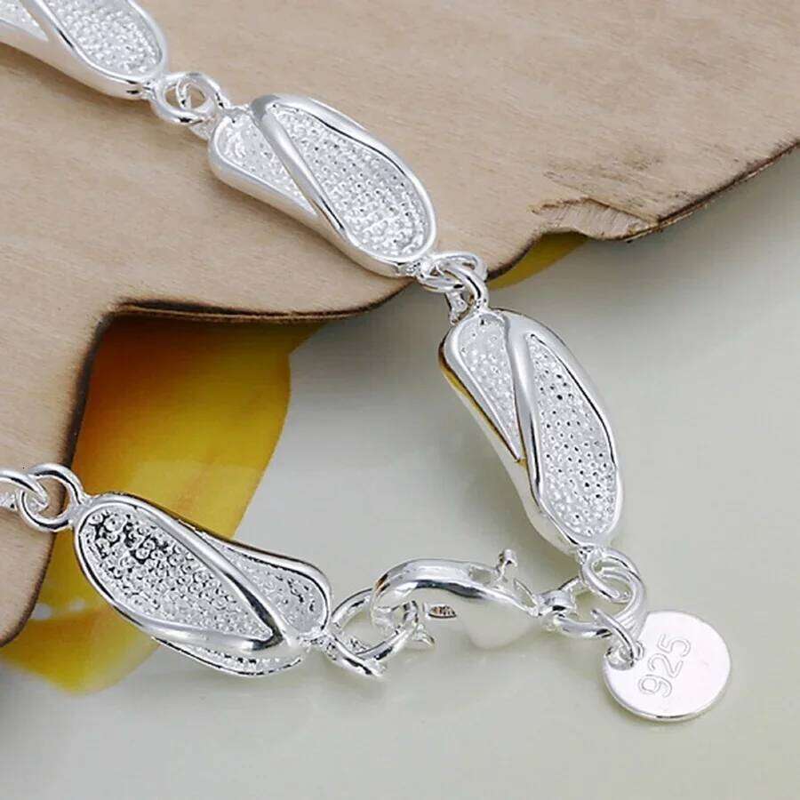 JewelryTop 925 Sterling Silver Bracelets 20CM Unique Design Beautiful Fashion Women Jewelry High Quality 25H1229