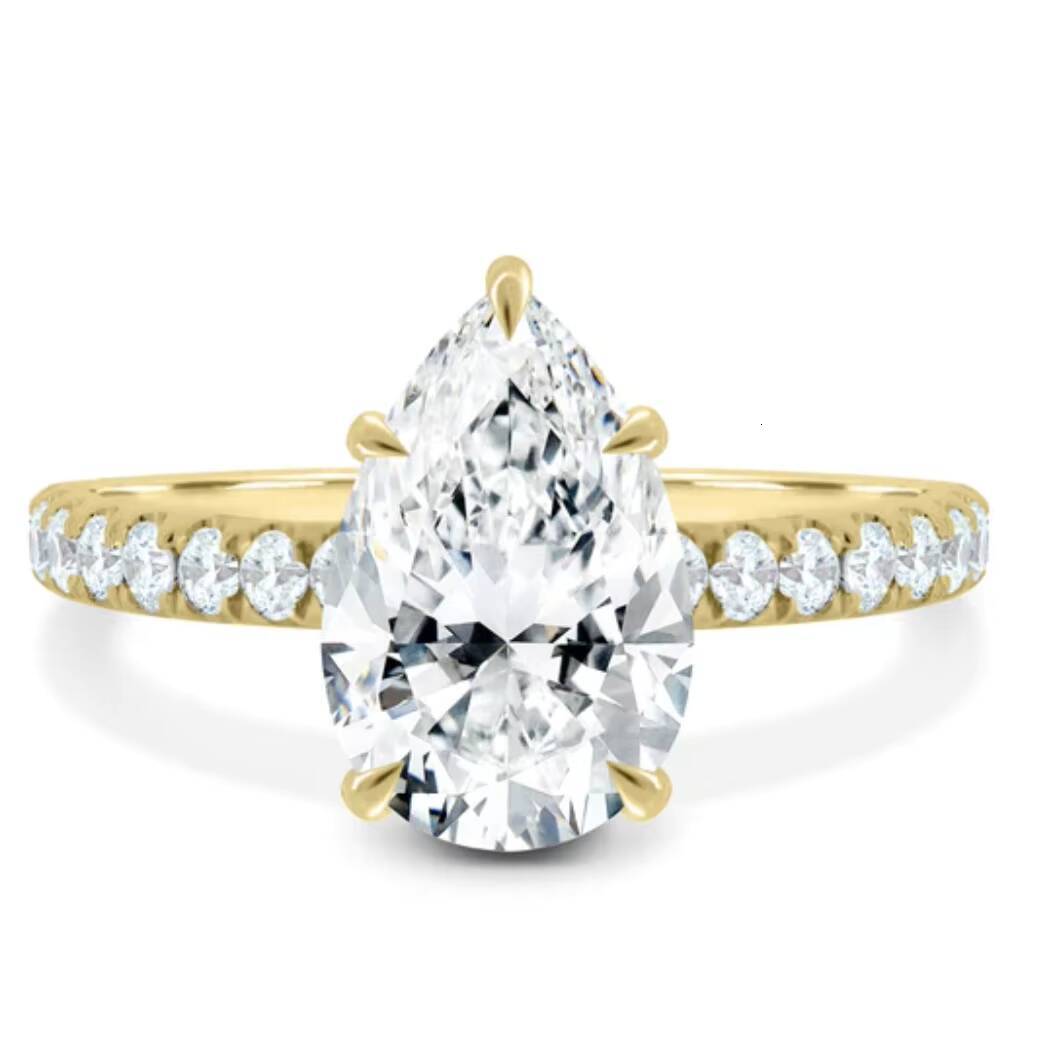 14K 2 CT VVS1 Lab Diamond Ring Pear Cut Engagement Wedding Jewelry IGI Certified Lab Grown Diamond Engagement Ring